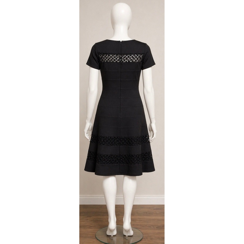 White House Black Market Dress 6 Black Lace Crochet Fit Flare Cocktail Party